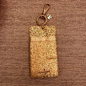 Kate Spade Gold Glitter Card Holder Keychain